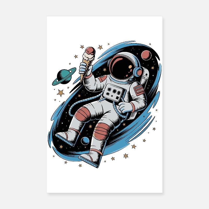 Astronaut Space Weltraum Design mit Planeten und Poster 20x30 cm