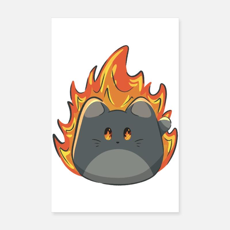 Chat mignon avec du feu Poster 20 x 30 cm