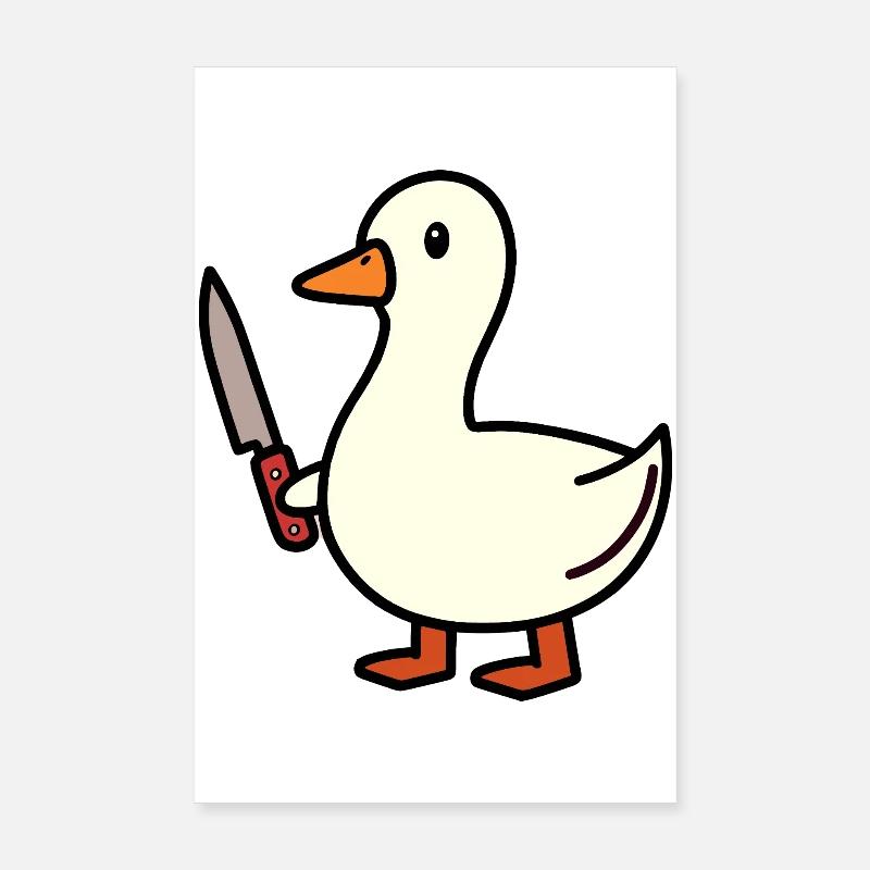 White Goose Duck Duckling Couteau Défense Défense Poster 20 x 30 cm