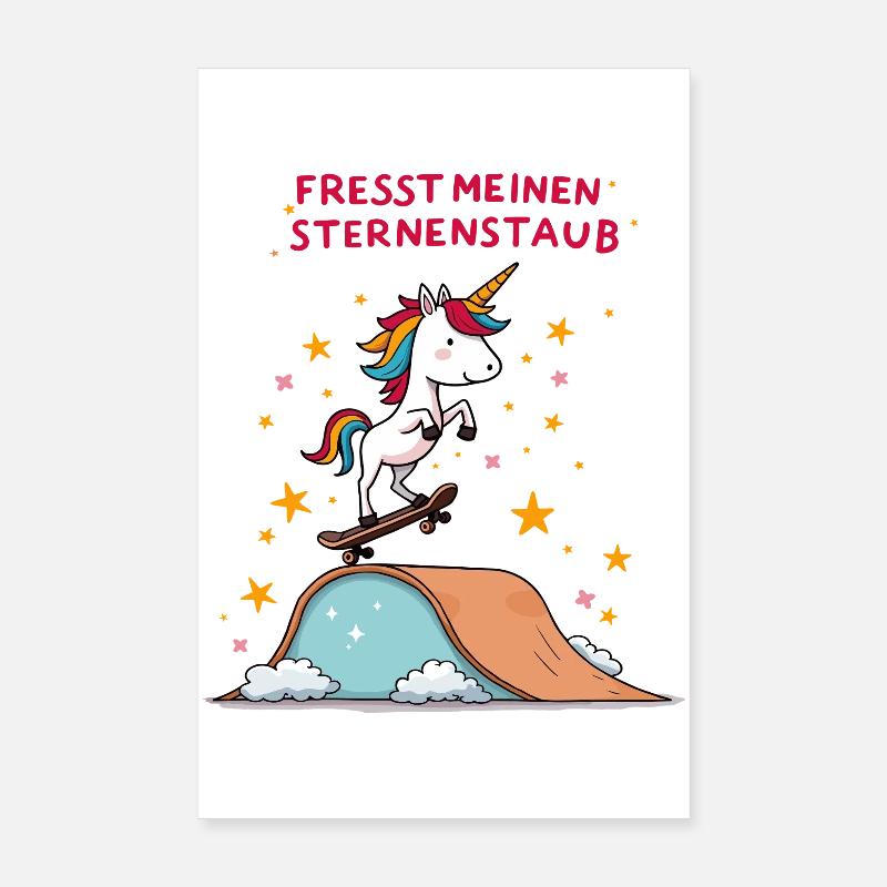 Planche à roulettes Licorne Poster 20 x 30 cm