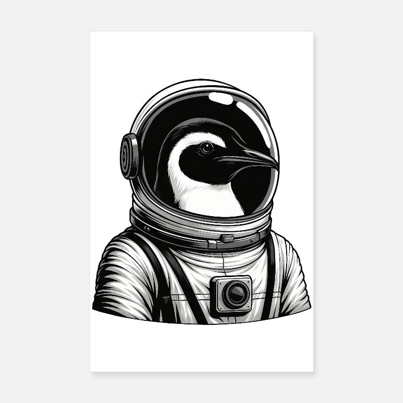 Fier pingouin astronaute héros de la galaxie de l’espace Poster 20 x 30 cm
