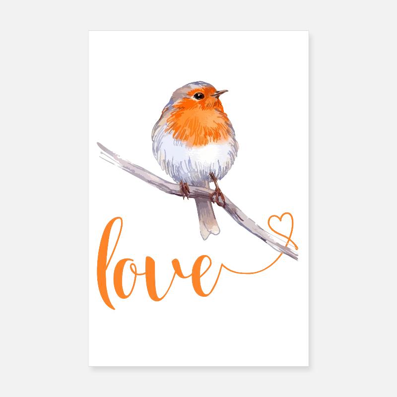 Robin mit Liebestext Poster 20x30 cm
