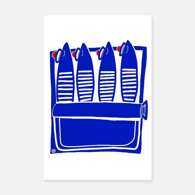 Sardines endormies, design mignon français Poster 20 x 30 cm