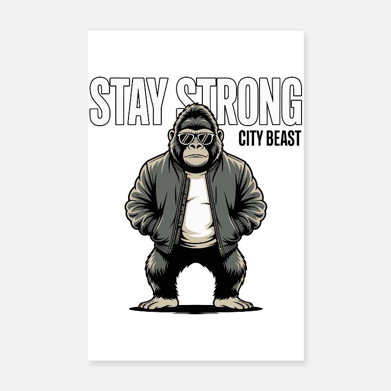 Reste fort la Bête de la Cité Gorille Poster 20 x 30 cm