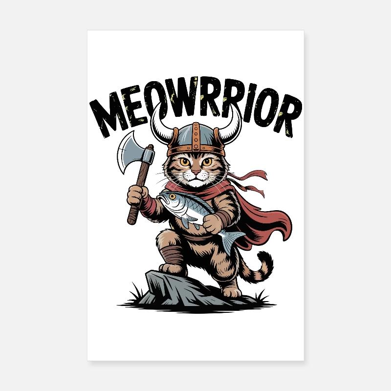 Meowrrior Wikingerkatzen-Krieger Poster 20x30 cm
