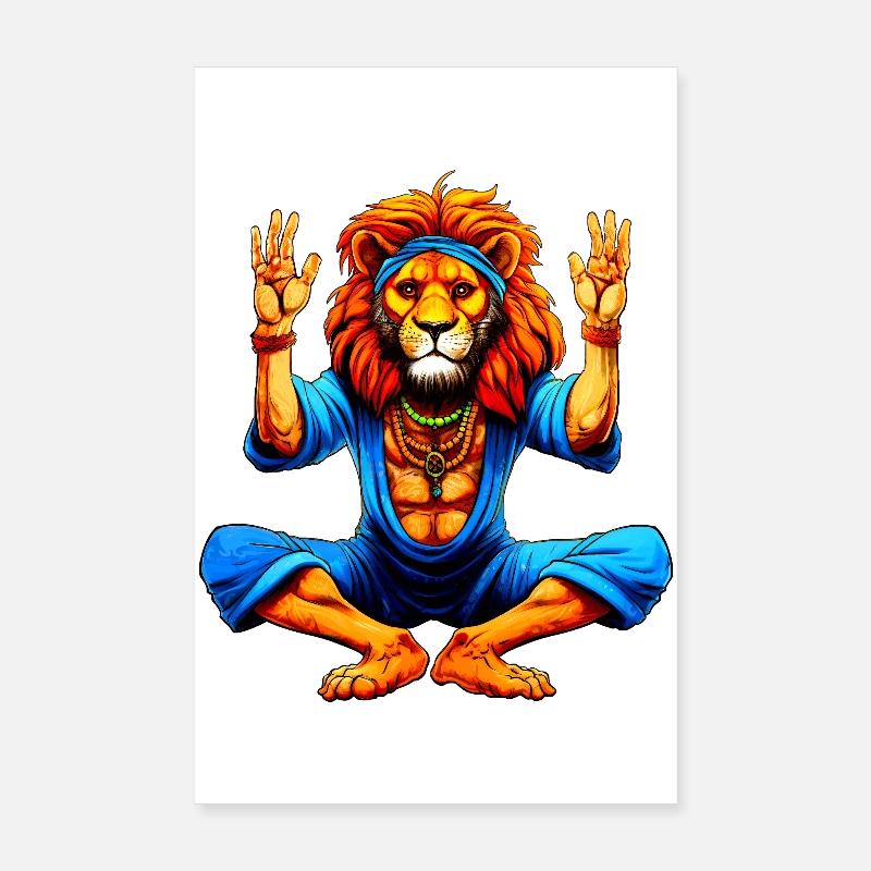 Lion Yoga Poster 20 x 30 cm