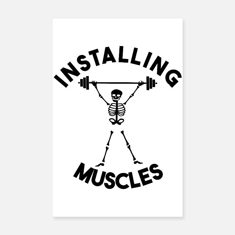 Funny Skeleton Gym – Installation d’haltérophilie musculaire Poster 20 x 30 cm