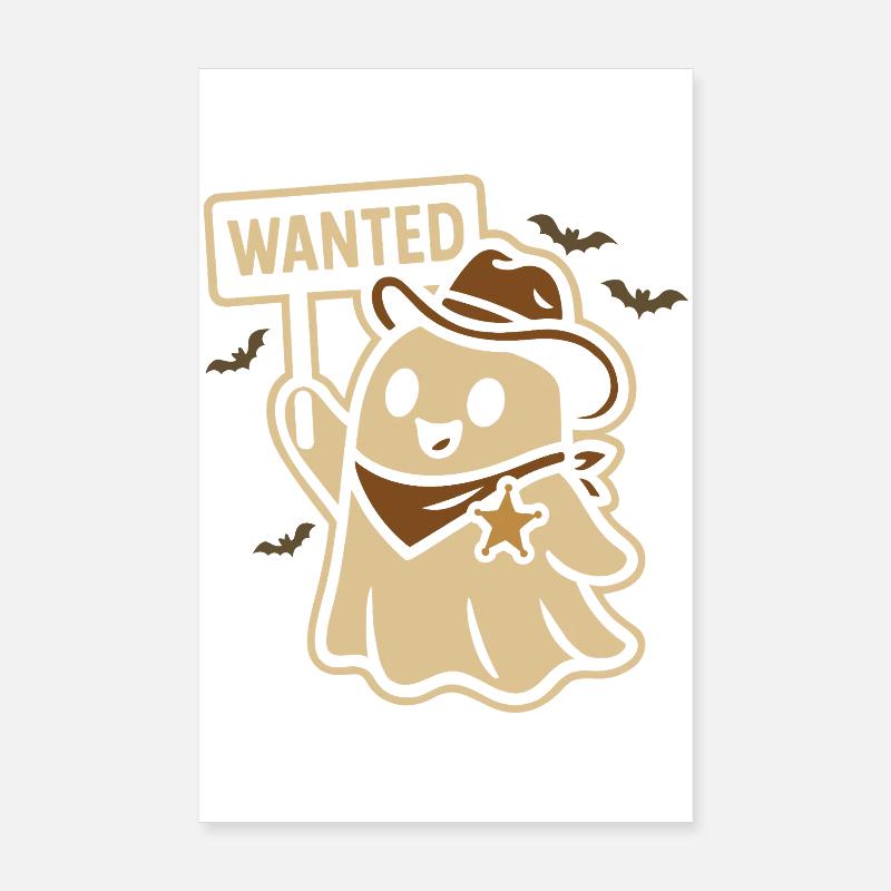 Halloween Geist Cowboy Wanted Design - Poster 20x30 cm - Weiß