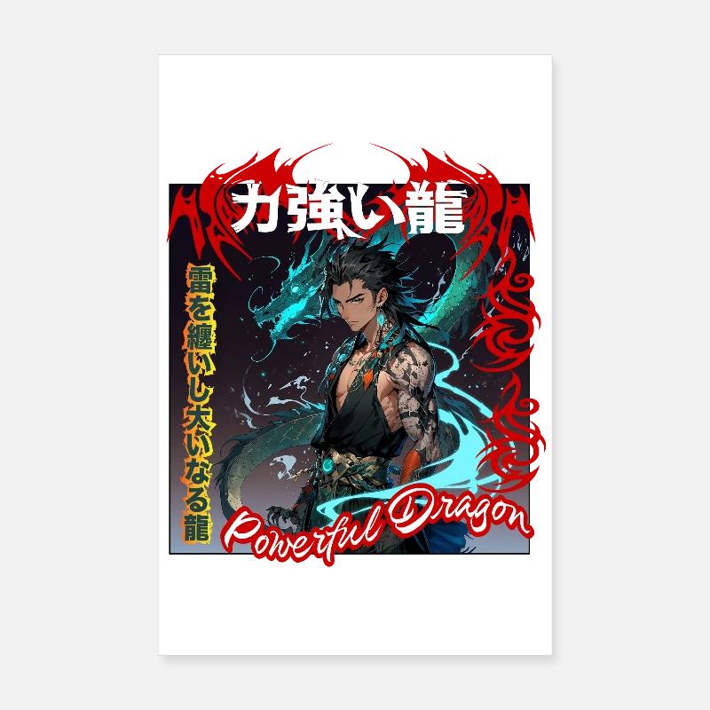 Mythischer Krieger mit Drachen-Akzent Poster 20x30 cm