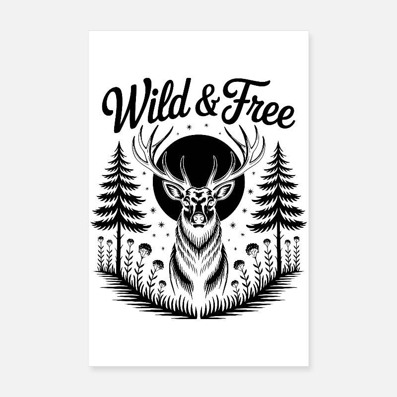 Cerf au clair de lune Poster 20 x 30 cm