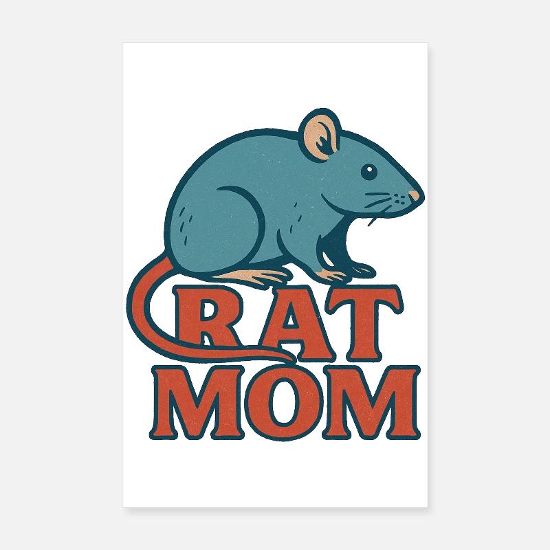 Humorous Rat Mom Graphic T-Shirt Poster 8" x 12" (20x30 cm)