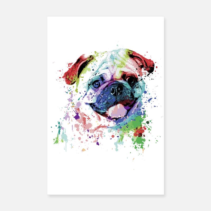 Portrait de Bouledogue En Couleurs Vibrantes Poster 20 x 30 cm