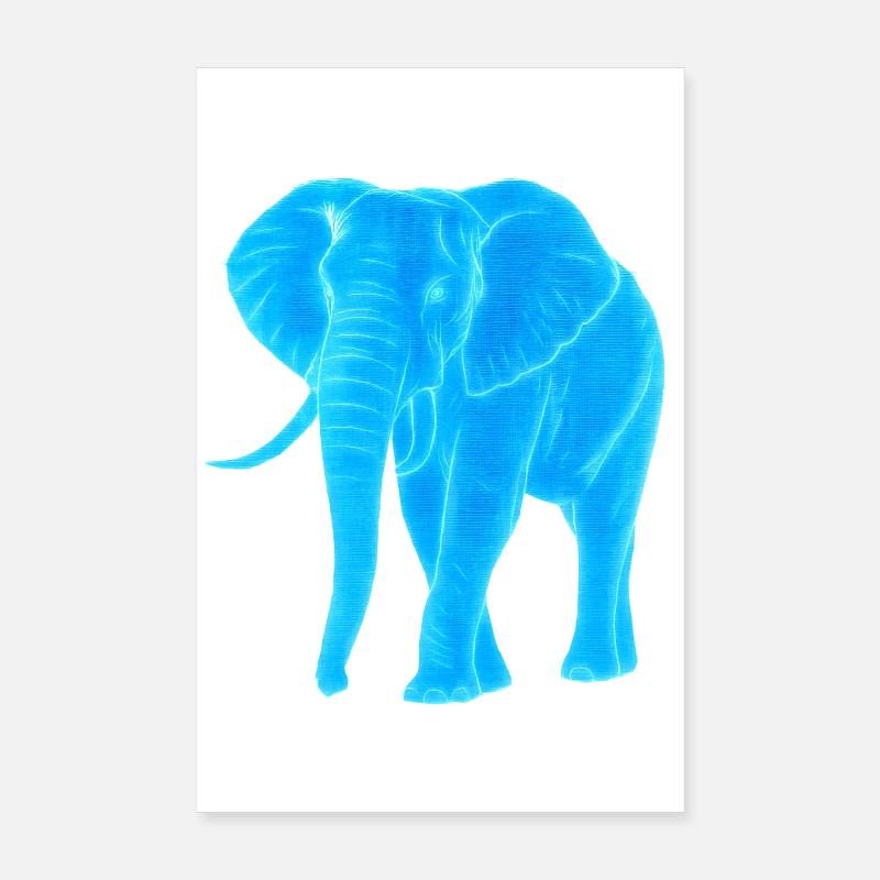 Neon Elefant Linienkunst Poster 20x30 cm