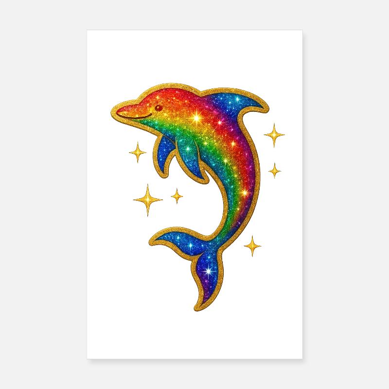 Paillettes de dauphin arc-en-ciel Poster 20 x 30 cm