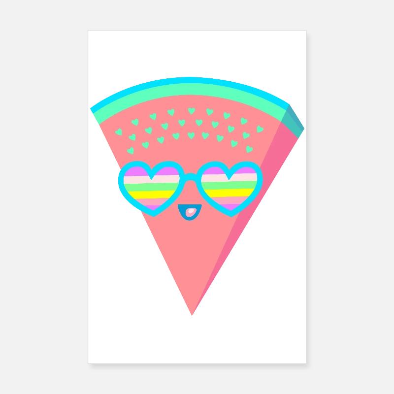 Cool Melon Heart Sunglasses 80s 90s Retro Poster 8" x 12" (20x30 cm)