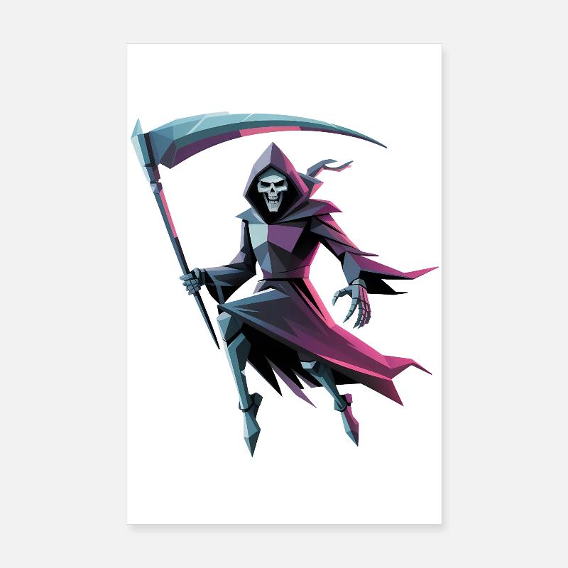 Death Reaper - Cool Low Poly Logo Poster 20 x 30 cm