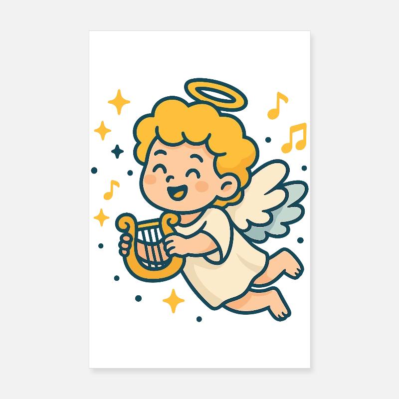 Ange mignon jouant de la harpe Design Poster 20 x 30 cm
