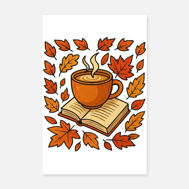 Autumn Harvest: Coffee & Book Poster 8" x 12" (20x30 cm)