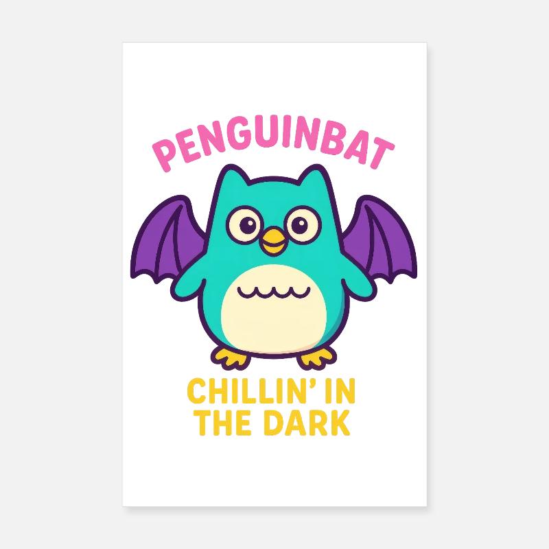 Penguinbat - Chillin’ in the Dark Poster 20x30 cm