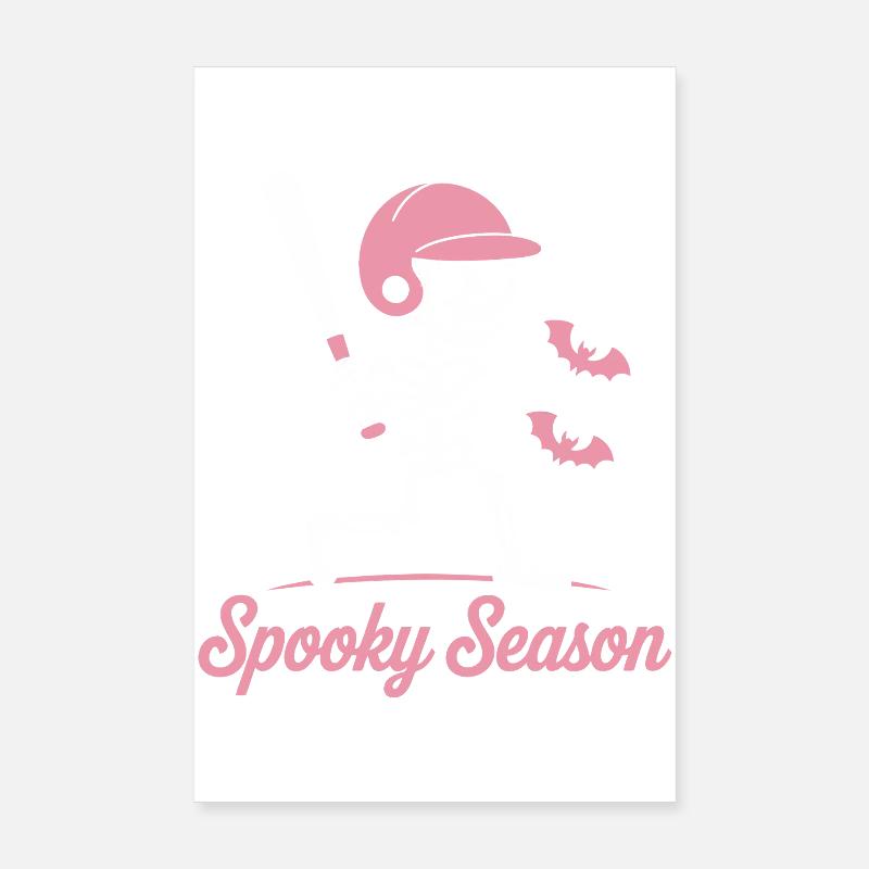Spooky Skeleton Baseball en rose Poster 20 x 30 cm