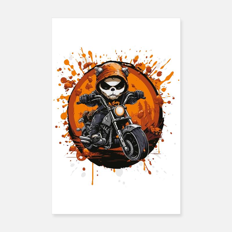 Skelett-Biker im Halloween-Rausch Poster 20x30 cm