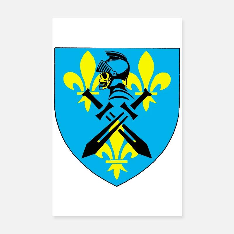 Schwarzer Ritter und mittelalterliches Wappen Poster 20x30 cm