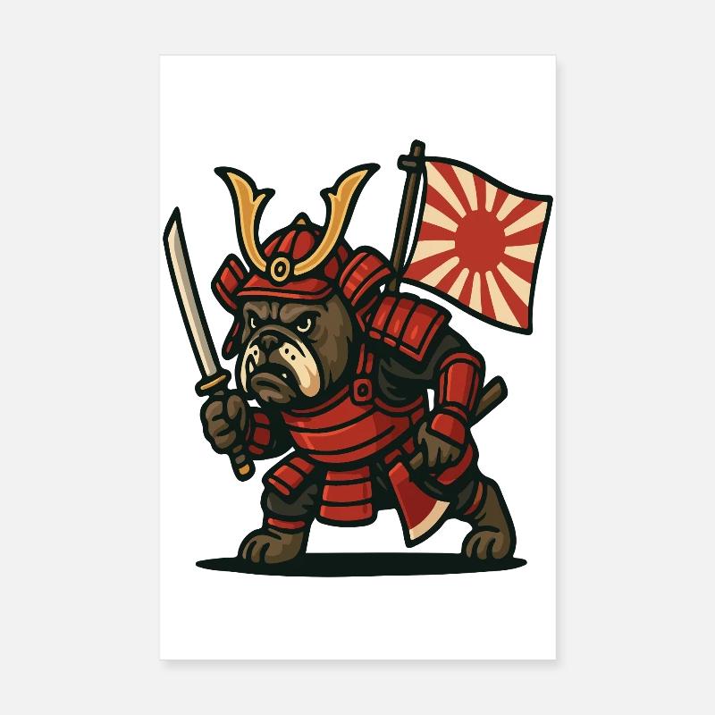Samouraï Bulldog Warrior Japon Conception d’armure Poster 20 x 30 cm