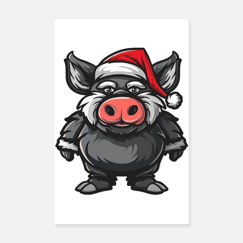 Schwein Weihnachten Wildschwein Poster 20x30 cm