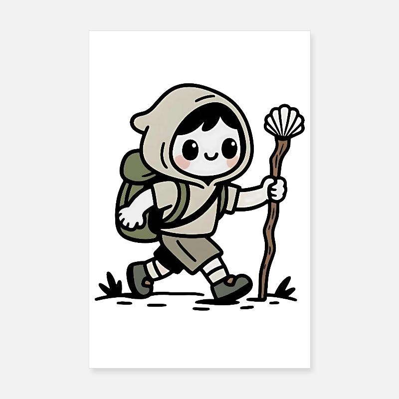 Pèlerin sur le chemin de Compostelle Poster 20 x 30 cm