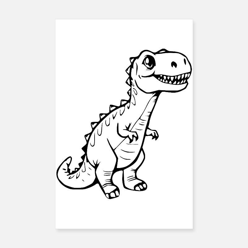 Dinosaur Black Poster 20 x 30 cm