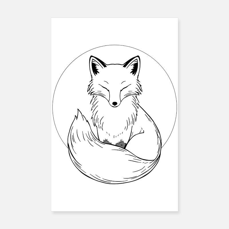 Fuchs in einem linearen Kreis Poster 20x30 cm