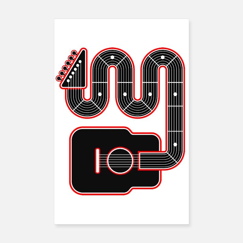 Neon Outline Abstract Guitar Poster 8" x 12" (20x30 cm)