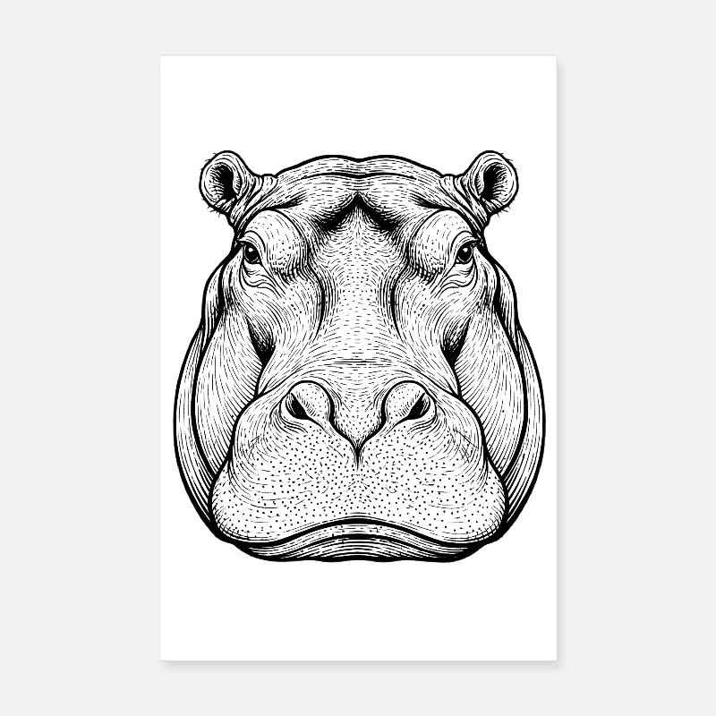 Nilpferd Flusspferd Poster 20x30 cm