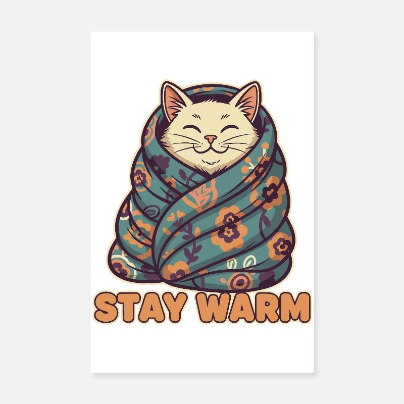Katzenmantel Stay Warm Blütenmuster Poster 20x30 cm