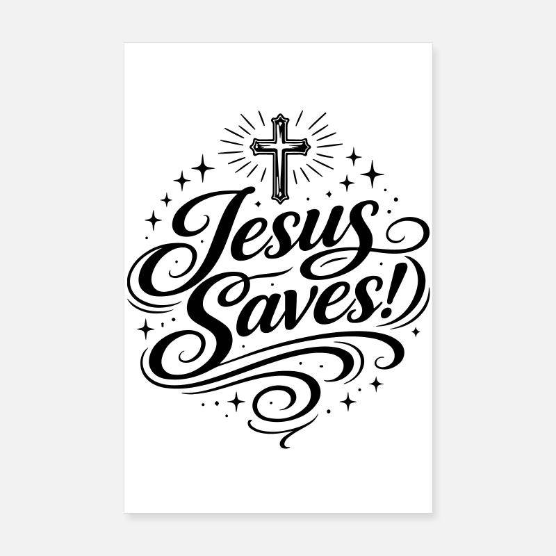 Jésus sauve la croix de manière chrétienne Poster 20 x 30 cm