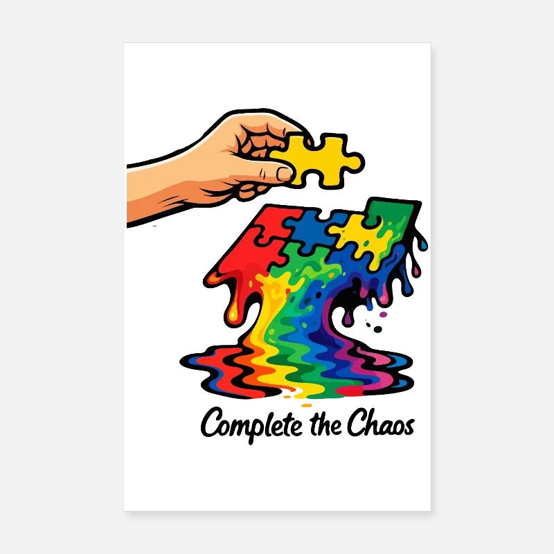 Pièce du puzzle sur l’autisme Art de sensibilisation arc-en-ciel Poster 20 x 30 cm