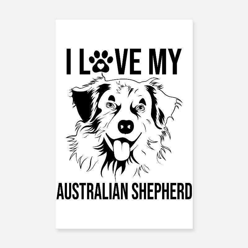 J’adore mon berger australien Poster 20 x 30 cm