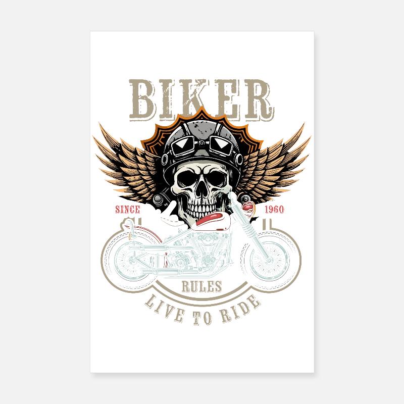 Biker Rules - Since 1960 - Live to Ride Poster 20x30 cm