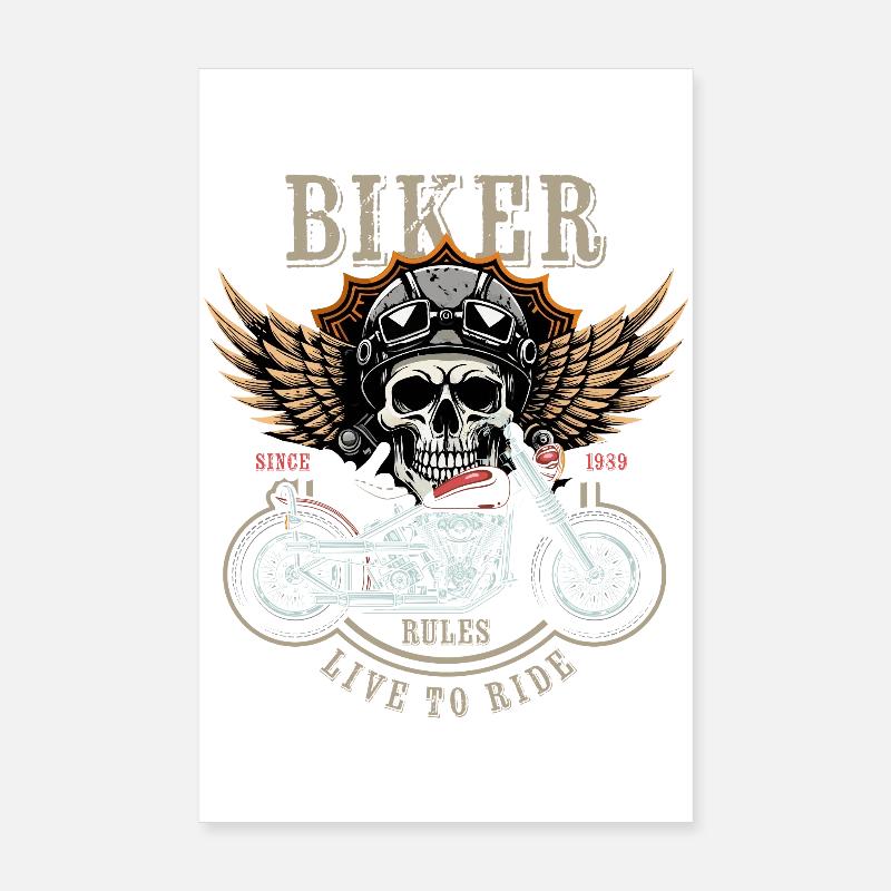 Biker Rules - Since 1989 - Live to Ride Poster 20x30 cm