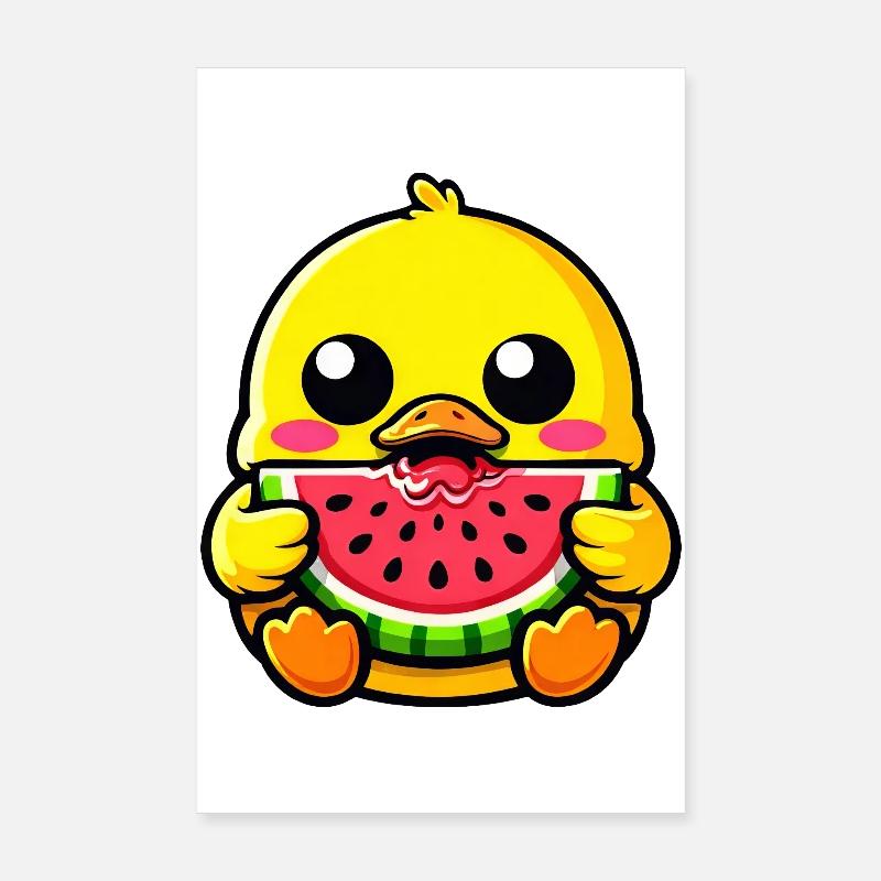Été du canard doux Chibi Kawaii Melon Poster 20 x 30 cm