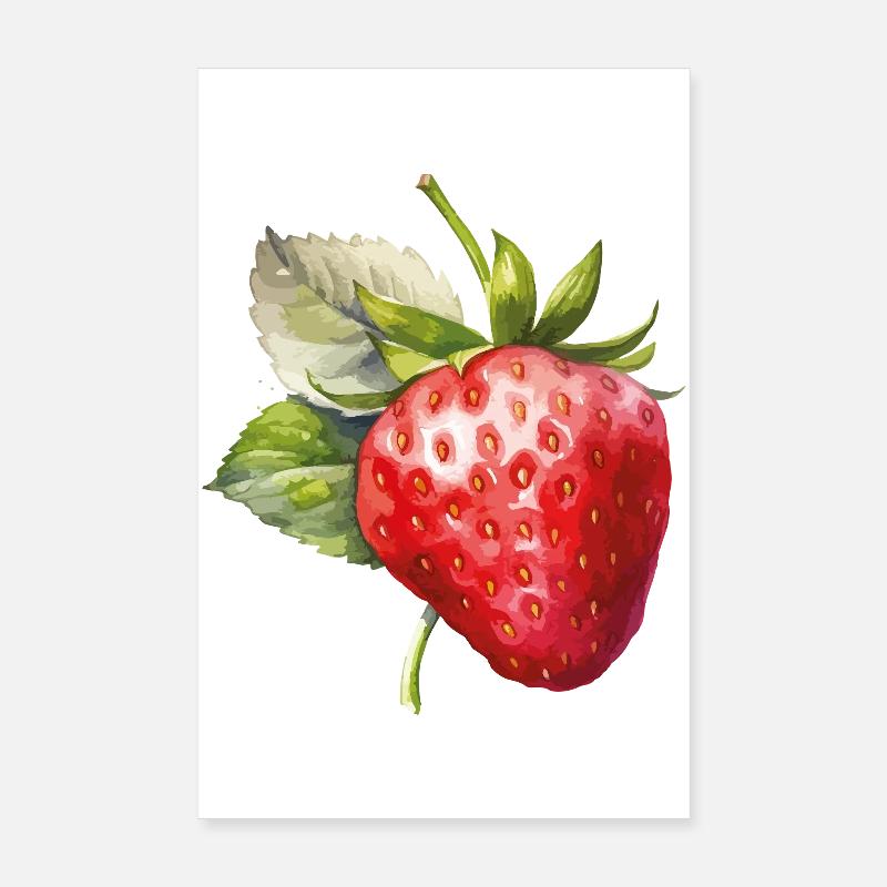 Erdbeer Aquarell Frische Poster 20x30 cm