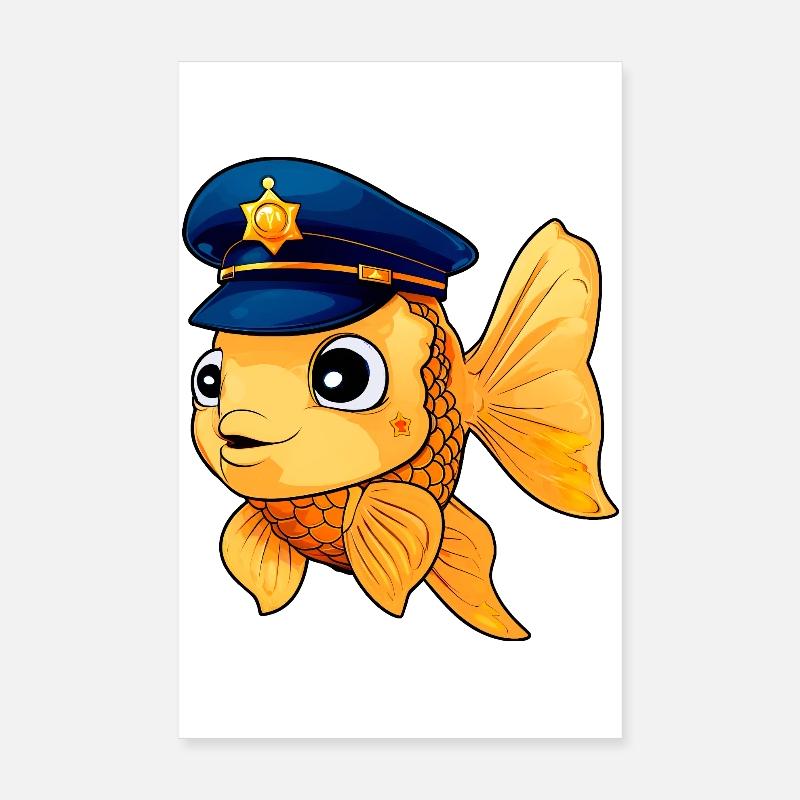 Goldfish Policeman Poster 8" x 12" (20x30 cm)