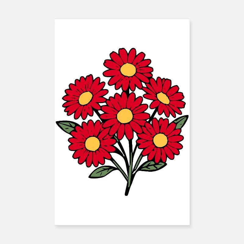 Blume rot rote Blume Blumen Gänseblümchen Poster 20x30 cm