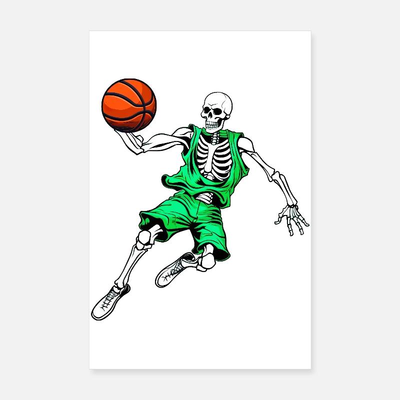 Basket-ball des Skeletons / Crâne de Hooper Poster 20 x 30 cm