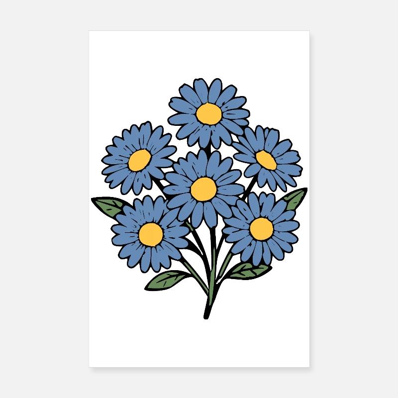 Bouquet fleur de fleurs bleues Poster 20 x 30 cm