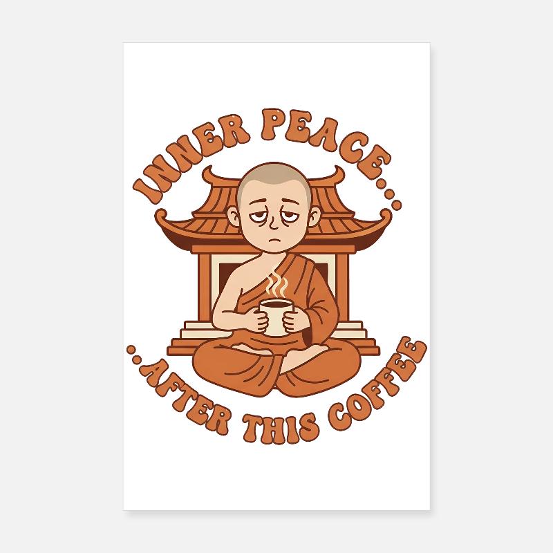 Moine zen du café de la paix intérieure Poster 20 x 30 cm
