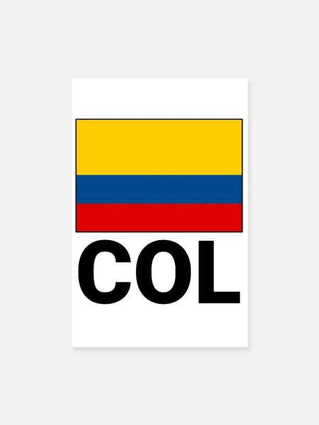 Kolumbien Fahne Trikolore mit Abkürzung COL - Poster 20x30 cm - Weiß - Vorne