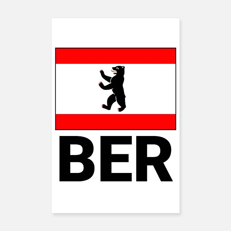 Sporty motif for Berlin with flag and BER Poster 8" x 12" (20x30 cm)