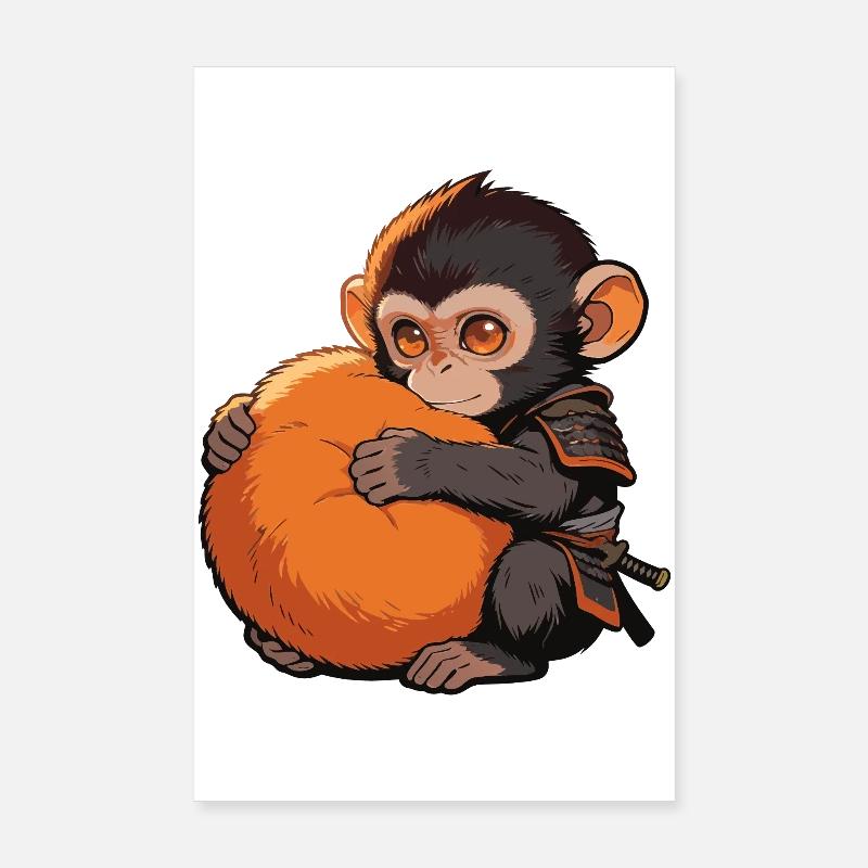 Süßer Baby Affe gibt Faustschlag Monkey Punch Poster 20x30 cm