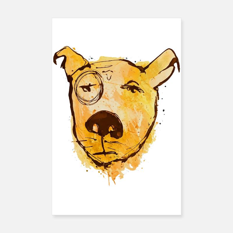 Wasserfarbenhund mit Monokel Poster 20x30 cm